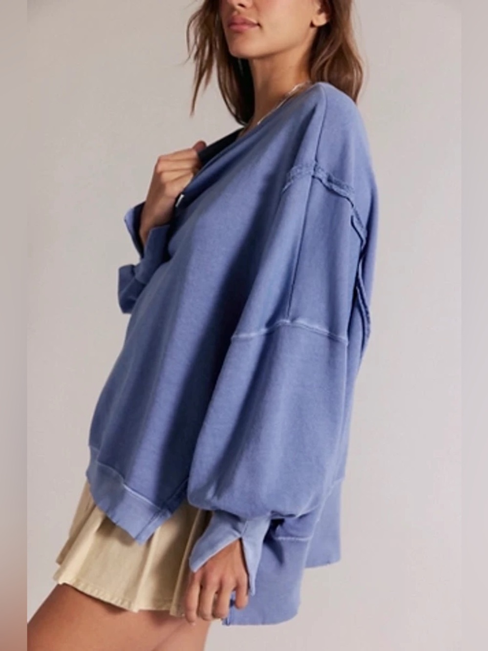 Free People We The Free Camden Oversized Sweatshirt Mountain Spring S - Picture 2 of 11